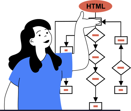 Woman working on Web Development Structure  Illustration