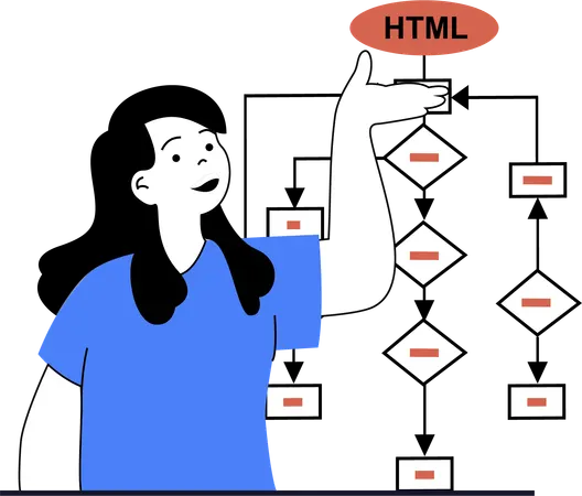 Woman working on Web Development Structure  Illustration