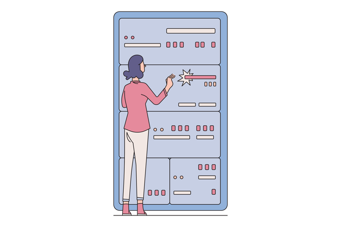 Woman working on web hosting  Illustration