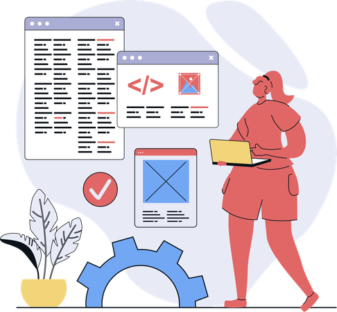 Woman working on web layout  Illustration