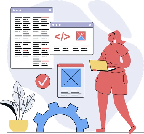 Woman working on web layout  Illustration