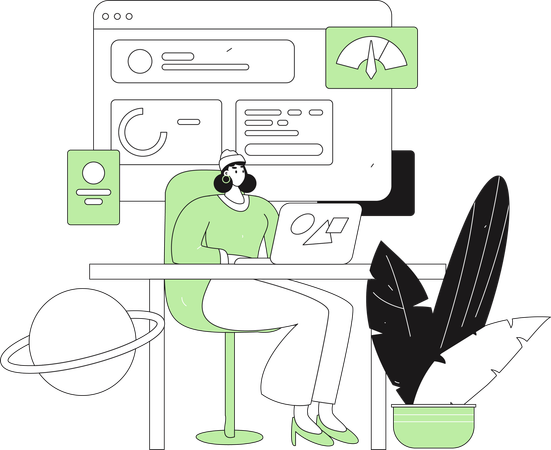 Woman working on web performance  Illustration