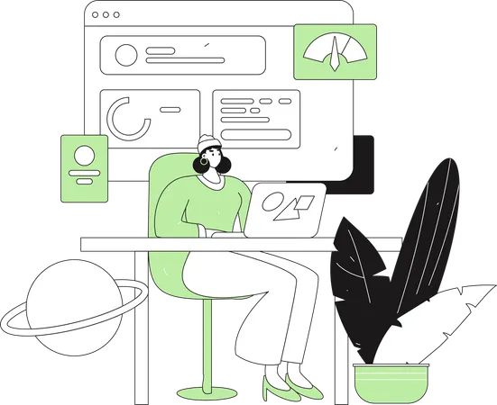 Woman working on web performance  Illustration