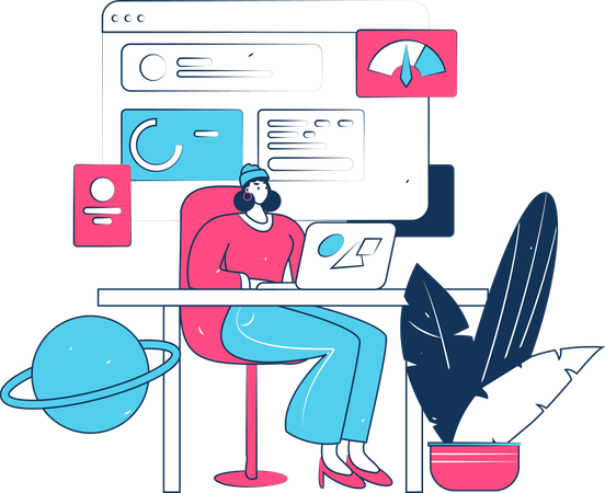 Woman working on web performance  Illustration