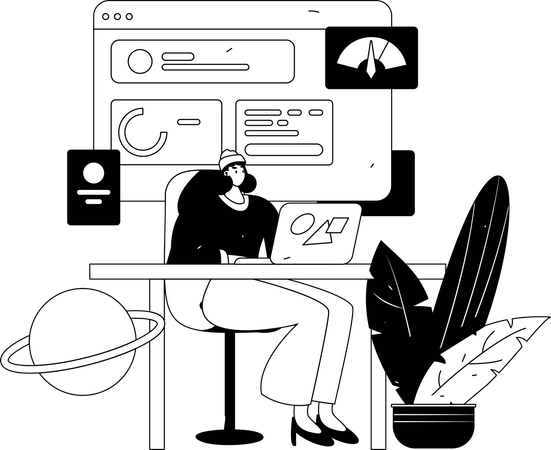 Woman working on web performance  Illustration