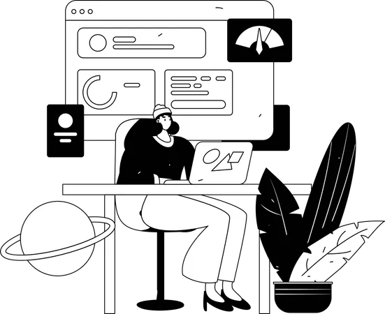 Woman working on web performance  Illustration