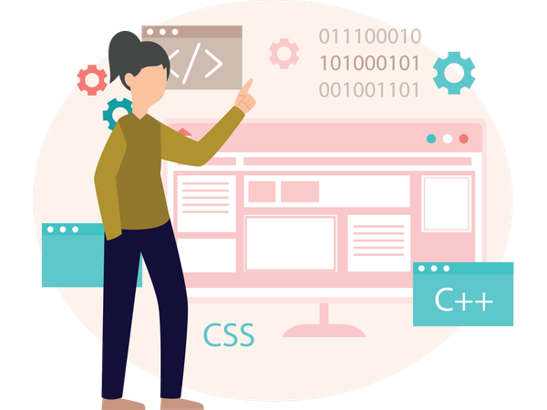 Woman working on Website development  Illustration