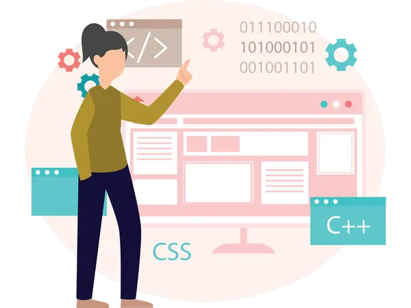 Woman working on Website development  Illustration