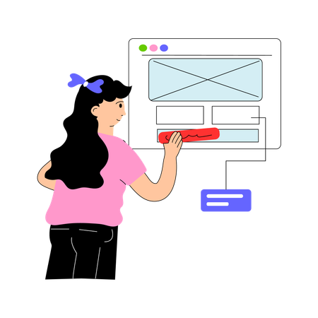 Woman working on Website Layout  Illustration