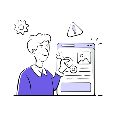 Woman working on Website Maintenance Illustration