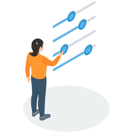 Woman working on Workflow management  Illustration