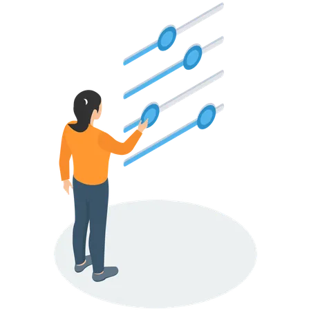 Woman working on Workflow management  Illustration