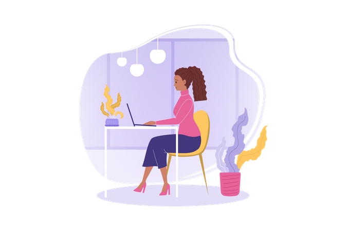 Woman working online  Illustration