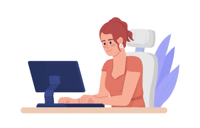 Woman working online  Illustration