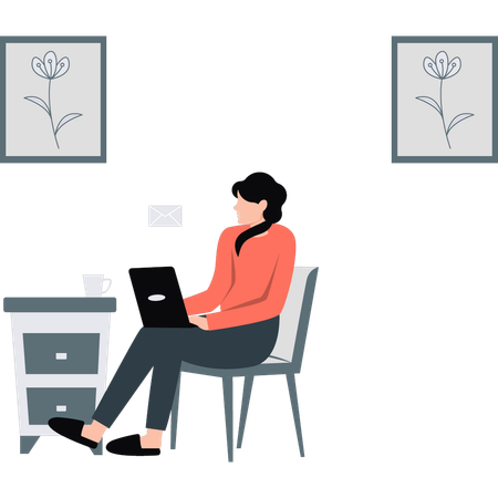 Woman working remotely  Illustration
