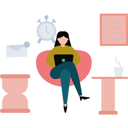 Woman working remotely  Illustration