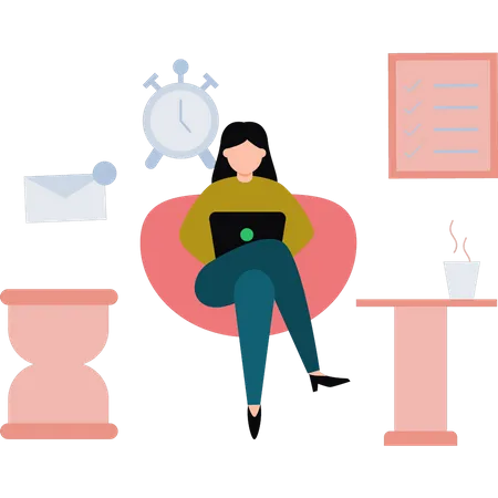 Woman working remotely  Illustration