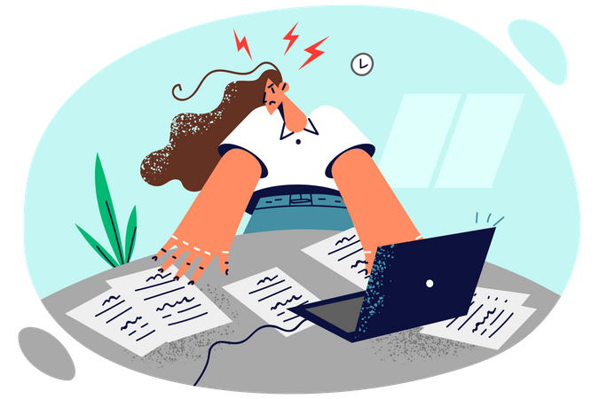 Woman working remotely  Illustration