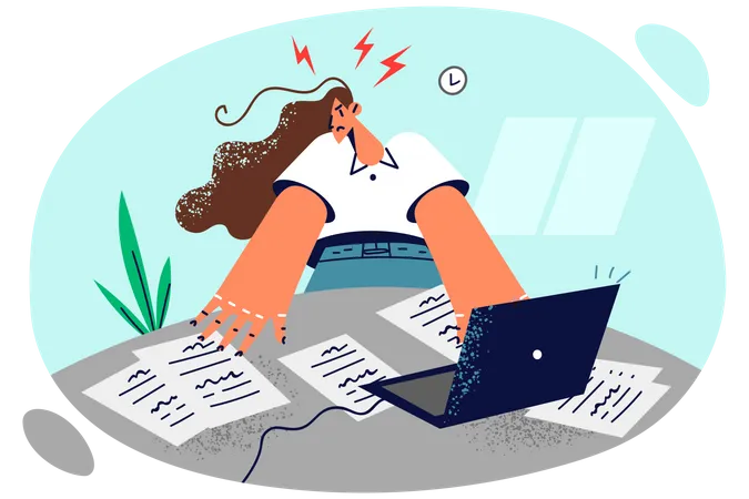 Woman working remotely  Illustration