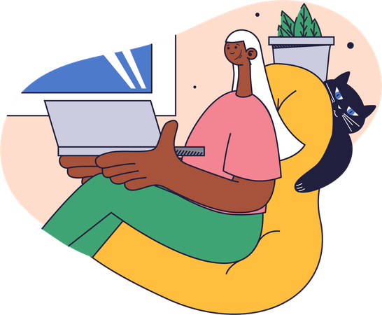 Woman working remotely  Illustration