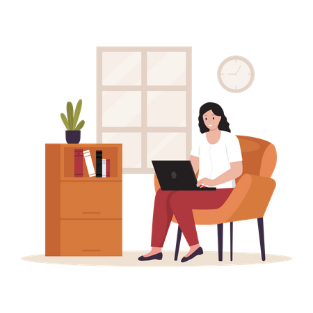 Woman working remotely  Illustration