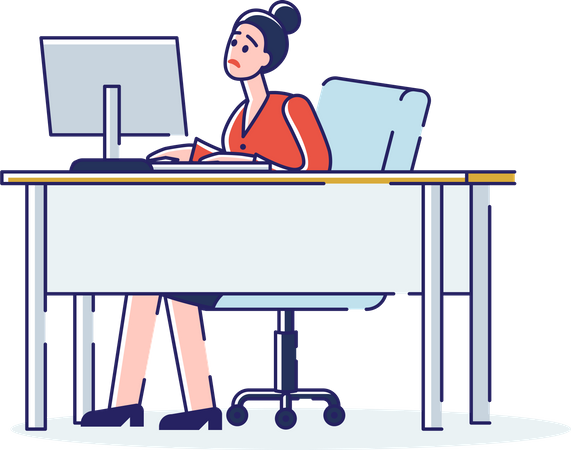 Woman working under deadline Illustration
