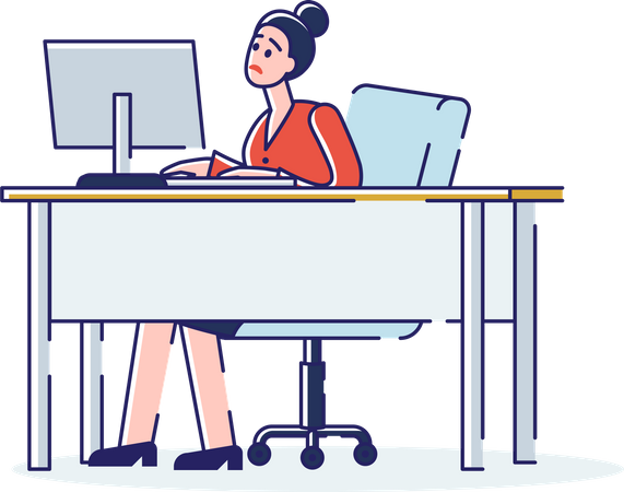 Woman working under deadline  Illustration