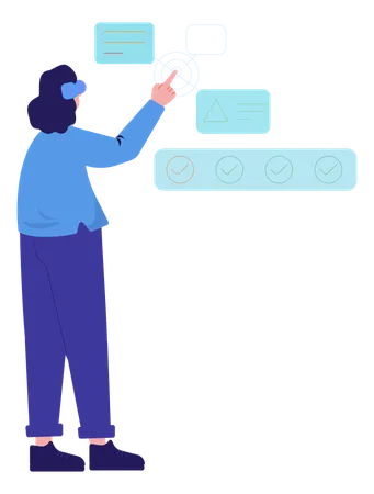 Woman working using vr tech  Illustration