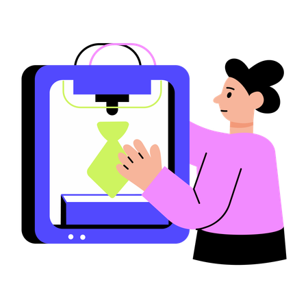 Woman working with additive manufacturing  Illustration