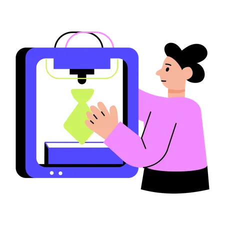 Woman working with additive manufacturing  Illustration