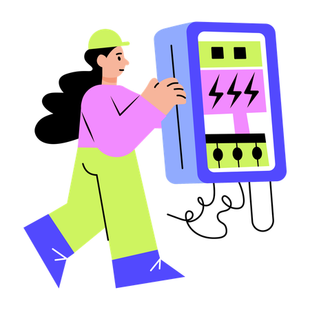 Woman working with control panel  Illustration