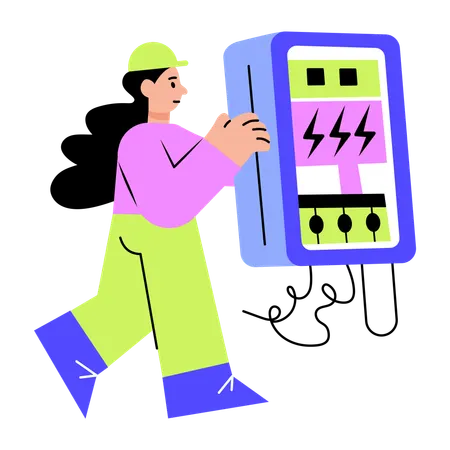 Woman working with control panel  Illustration