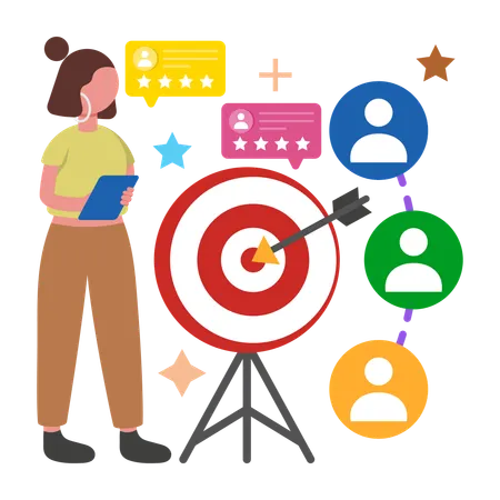 Woman working with Customer Focus  Illustration