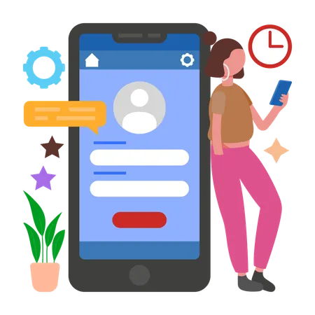 Woman working with Customer Portal  Illustration