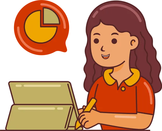 Woman Working with design analysis  Illustration