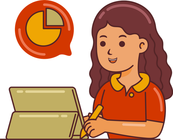 Woman Working with design analysis  Illustration