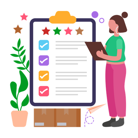 Woman working with Feedback Form  Illustration