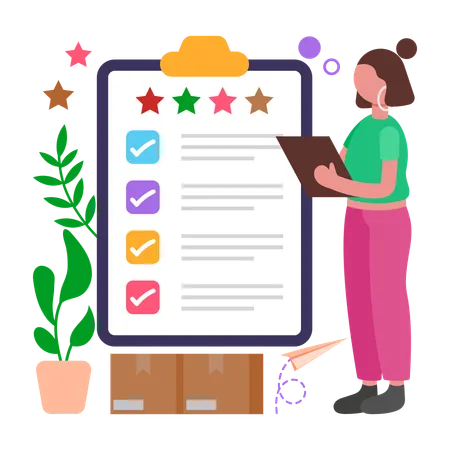 Woman working with Feedback Form  Illustration