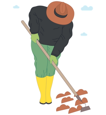 Woman working with hoe Illustration