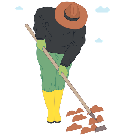 Woman working with hoe  Illustration