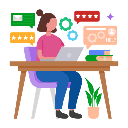 Woman working with Issue Escalation  Illustration