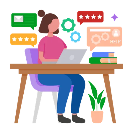 Woman working with Issue Escalation  Illustration