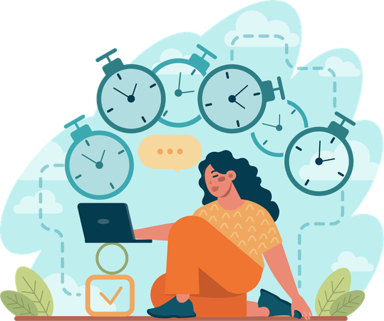 Woman working with task schedule  Illustration