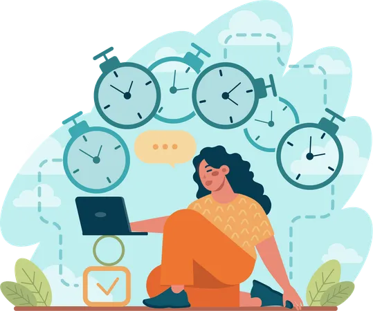 Woman working with task schedule  Illustration