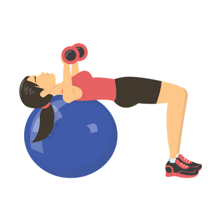 Woman workout on gym ball Illustration