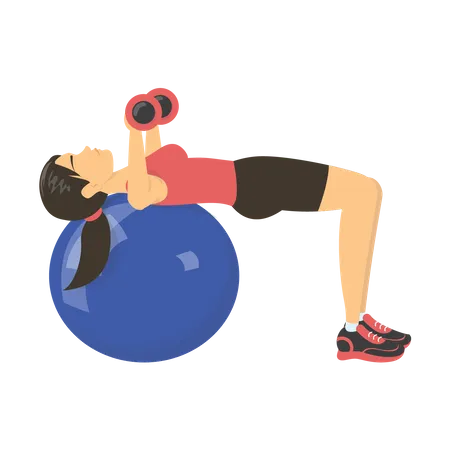 Woman workout on gym ball  Illustration