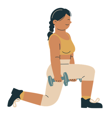 Woman Workout with Dumbbells  Illustration