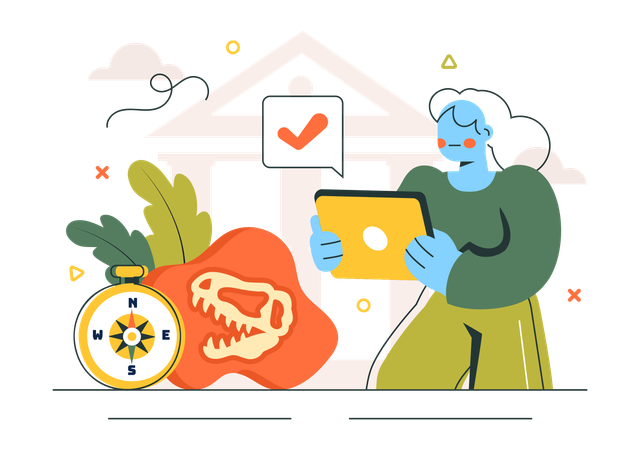 Woman works as archeologist  Illustration