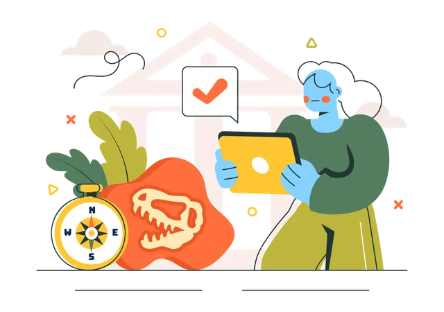 Woman works as archeologist  Illustration