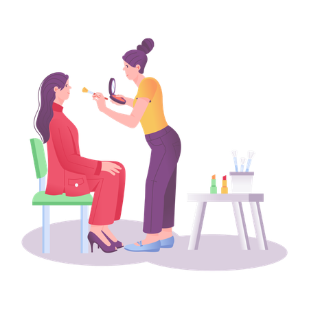 Woman works as makeup artist  Illustration